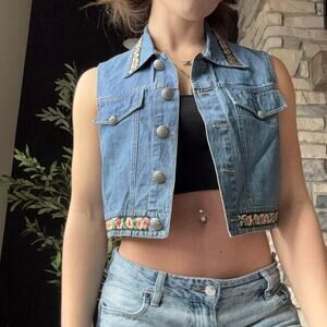 Debra martin blue denim vest